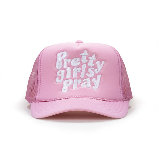 Pretty Girls Pray Trucker Hat | Pink and White